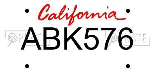 ABK576 California License Plate