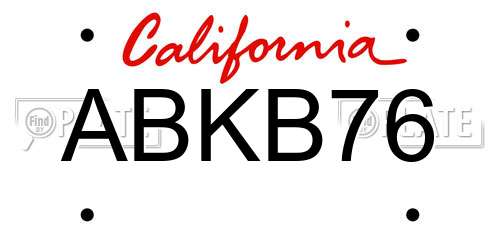 ABKB76 California License Plate