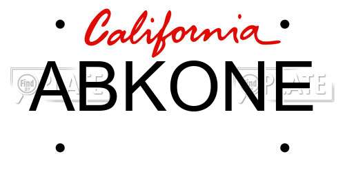 ABKONE California License Plate