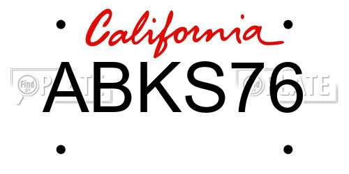 ABKS76 California License Plate