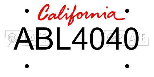 ABL4040 California License Plate