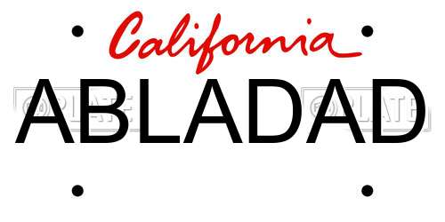 ABLADAD California License Plate