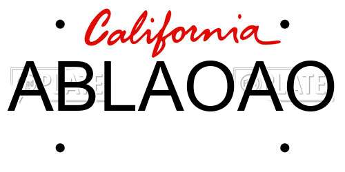 ABLAOAO California License Plate