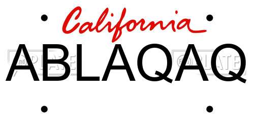 ABLAQAQ California License Plate