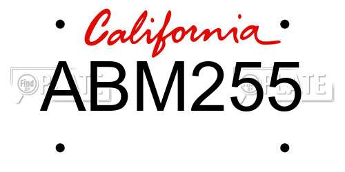 ABM255 California License Plate