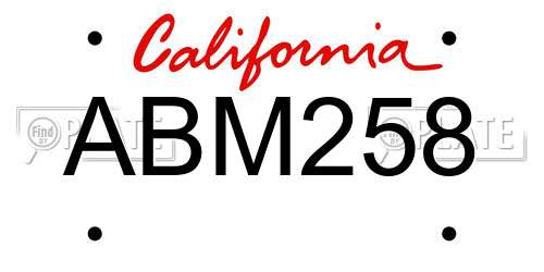 ABM258 California License Plate