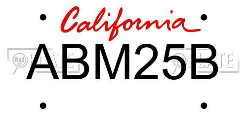 ABM25B California License Plate