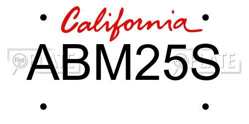 ABM25S California License Plate