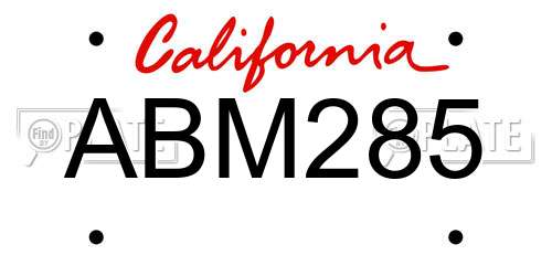 ABM285 California License Plate