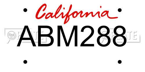 ABM288 California License Plate
