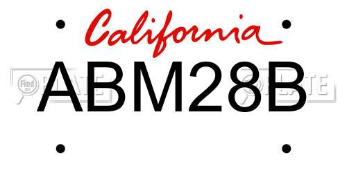 ABM28B California License Plate