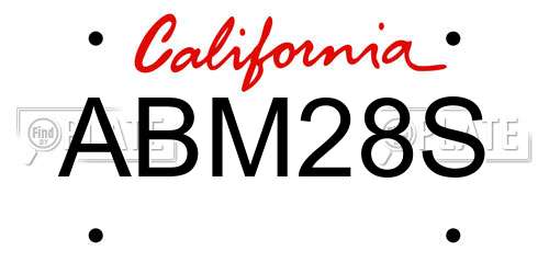 ABM28S California License Plate