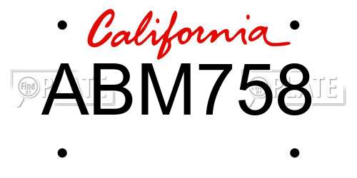 ABM758 California License Plate