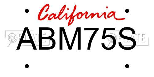 ABM75S California License Plate