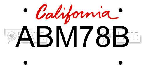 ABM78B California License Plate