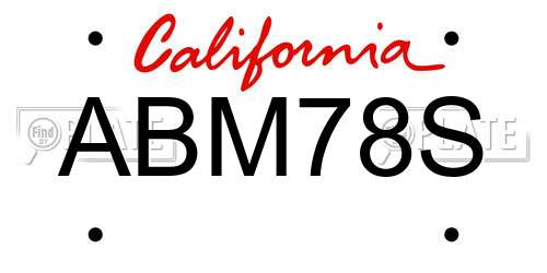 ABM78S California License Plate