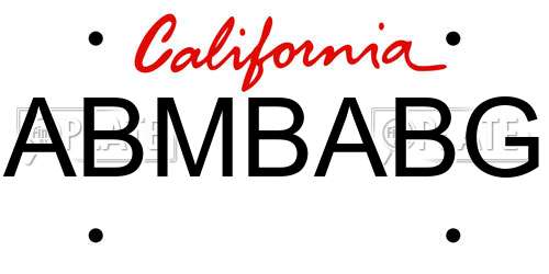 ABMBABG California License Plate