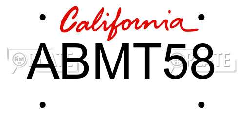 ABMT58 California License Plate