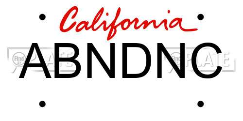 ABNDNC California License Plate