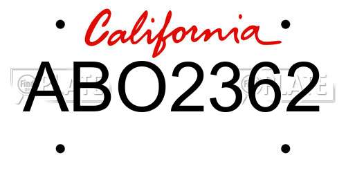 ABO2362 California License Plate