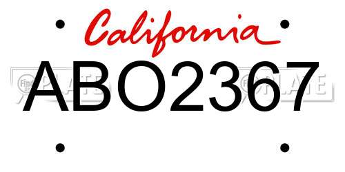ABO2367 California License Plate