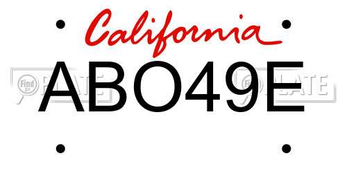 ABO49E California License Plate