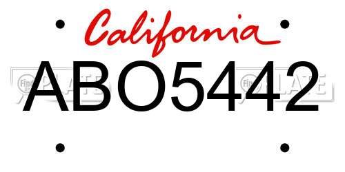 ABO5442 California License Plate