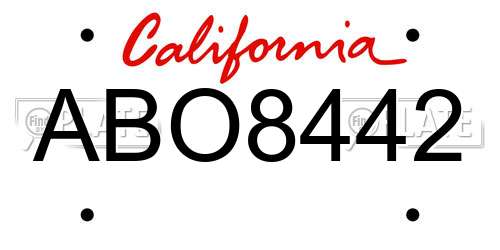 ABO8442 California License Plate
