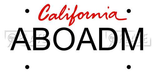 ABOADM California License Plate