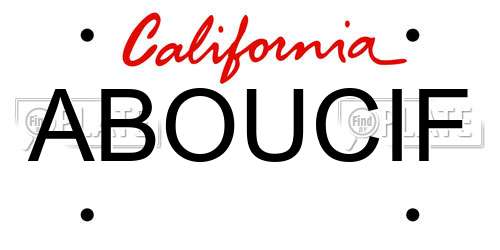 ABOUCIF California License Plate