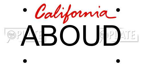 ABOUD California License Plate