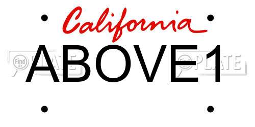 ABOVE1 California License Plate