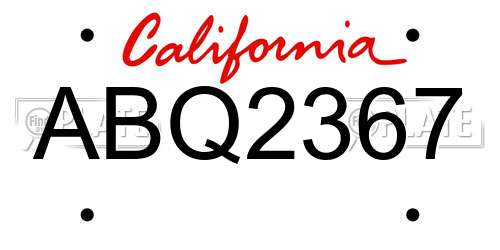 ABQ2367 California License Plate
