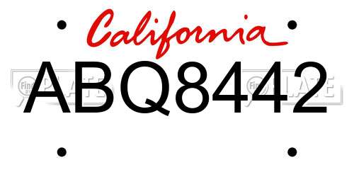 ABQ8442 California License Plate