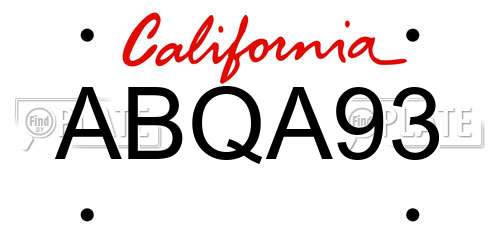 ABQA93 California License Plate