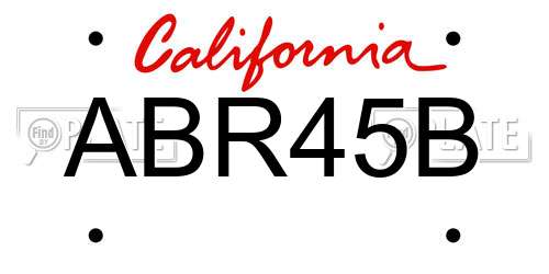 ABR45B California License Plate