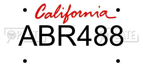 ABR488 California License Plate
