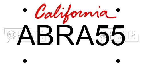 ABRA55 California License Plate