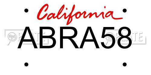 ABRA58 California License Plate