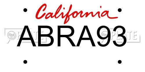 ABRA93 California License Plate