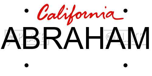 ABRAHAM California License Plate