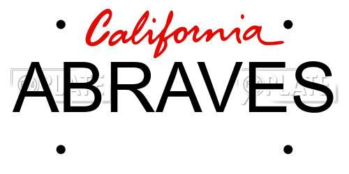 ABRAVES California License Plate