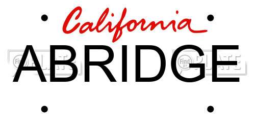 ABRIDGE California License Plate