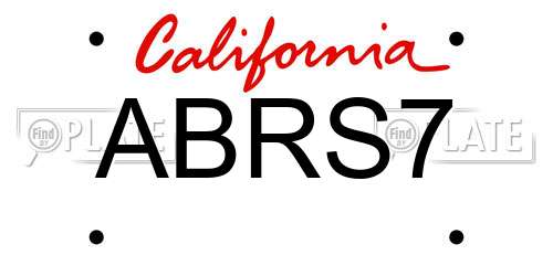 ABRS7 California License Plate