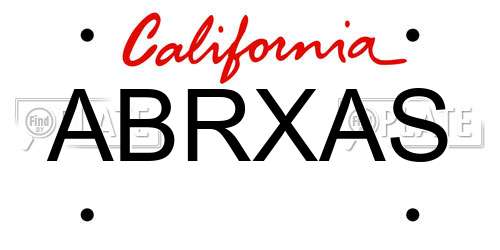 ABRXAS California License Plate
