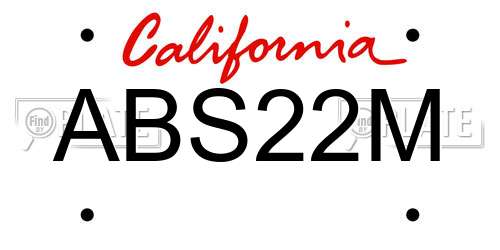 ABS22M California License Plate