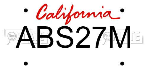 ABS27M California License Plate