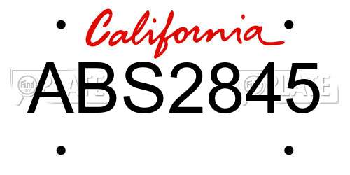 ABS2845 California License Plate