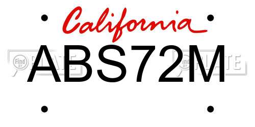 ABS72M California License Plate