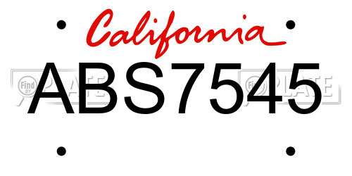 ABS7545 California License Plate